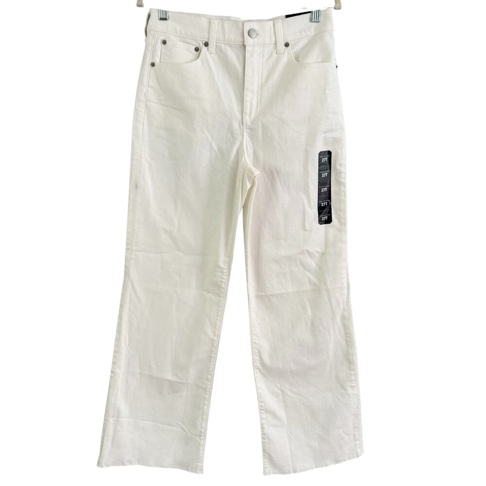 NWD J. Crew White Wide Leg Cropped Jeans Women’s Size 27 Tall All Day Stretch - Picture 3 of 12